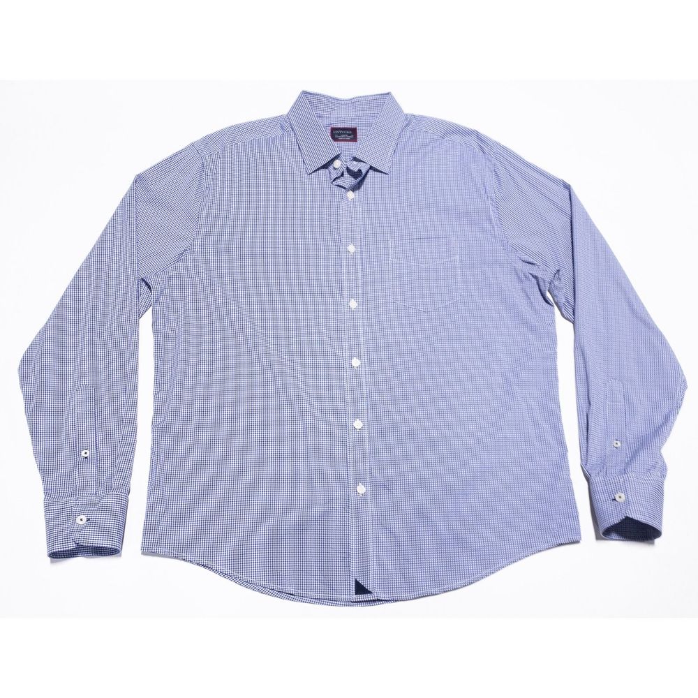 UNTUCKit Performance Shirt Men's Large Wicking Nylon Blue Check Button-Up - Picture 2 of 10